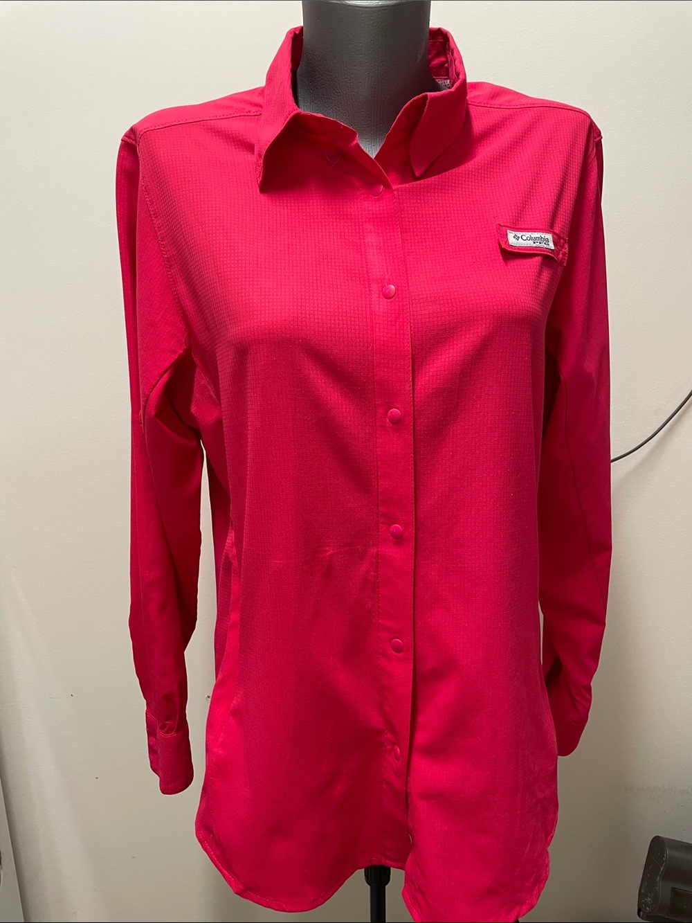 Columbia Hot Pink Long Sleeve Button-Up Shirt